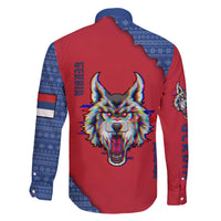 Serbia Family Matching Tank Maxi Dress and Hawaiian Shirt with Balkan Gray Wolf, Claw Marks, and Flag Sleeve Design