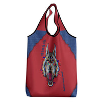 Serbia Grocery Bag with Balkan Gray Wolf, Claw Marks, and Flag Sleeve Design