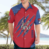 Serbia Hawaiian Shirt with Balkan Gray Wolf, Claw Marks, and Flag Sleeve Design