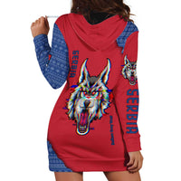 Serbia Hoodie Dress with Balkan Gray Wolf, Claw Marks, and Flag Sleeve Design