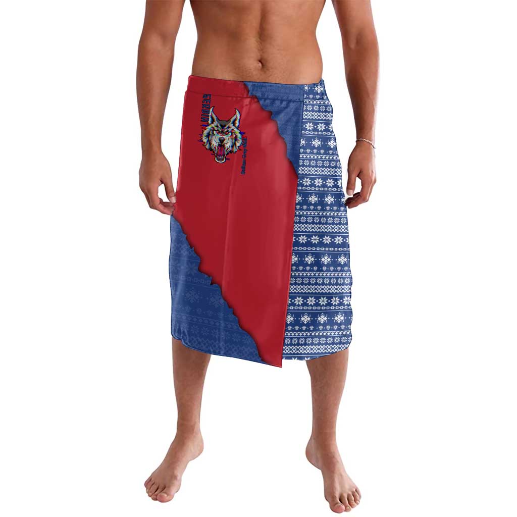 Serbia Lavalava with Balkan Gray Wolf, Claw Marks, and Flag Sleeve Design