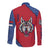 Serbia Long Sleeve Button Shirt with Balkan Gray Wolf, Claw Marks, and Flag Sleeve Design