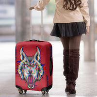 Serbia Luggage Cover with Balkan Gray Wolf, Claw Marks, and Flag Sleeve Design