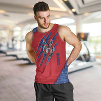 Serbia Men Tank Top with Balkan Gray Wolf, Claw Marks, and Flag Sleeve Design