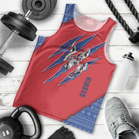 Serbia Men Tank Top with Balkan Gray Wolf, Claw Marks, and Flag Sleeve Design