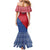 Serbia Mermaid Dress with Balkan Gray Wolf, Claw Marks, and Flag Sleeve Design