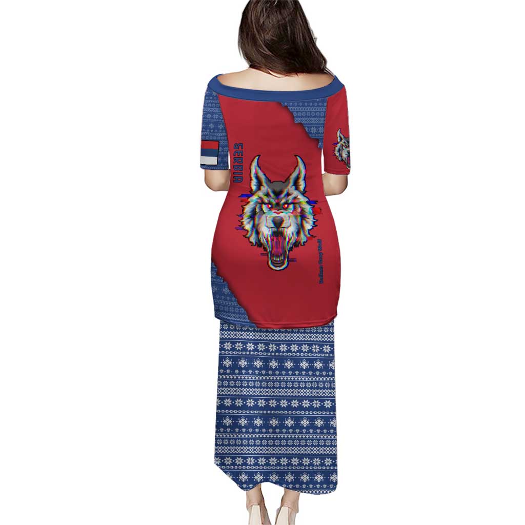 Serbia Puletasi with Balkan Gray Wolf, Claw Marks, and Flag Sleeve Design