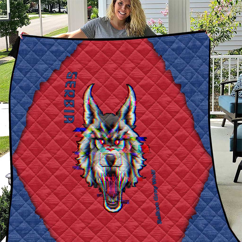 Serbia Quilt with Balkan Gray Wolf, Claw Marks, and Flag Sleeve Design