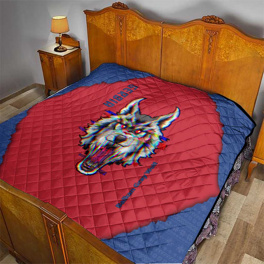 Serbia Quilt with Balkan Gray Wolf, Claw Marks, and Flag Sleeve Design