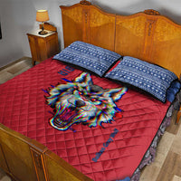 Serbia Quilt Bed Set with Balkan Gray Wolf, Claw Marks, and Flag Sleeve Design