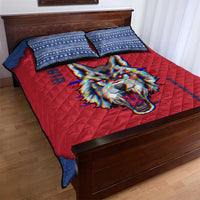 Serbia Quilt Bed Set with Balkan Gray Wolf, Claw Marks, and Flag Sleeve Design