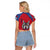 Serbia Raglan Cropped T Shirt with Balkan Gray Wolf, Claw Marks, and Flag Sleeve Design