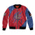 Serbia Sleeve Zip Bomber Jacket with Balkan Gray Wolf, Claw Marks, and Flag Sleeve Design