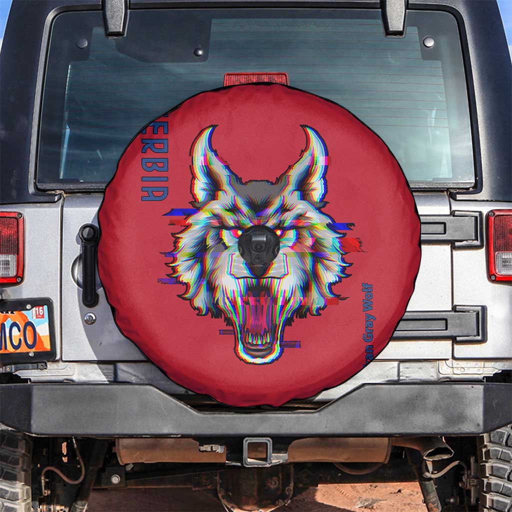 Serbia Spare Tire Cover with Balkan Gray Wolf, Claw Marks, and Flag Sleeve Design