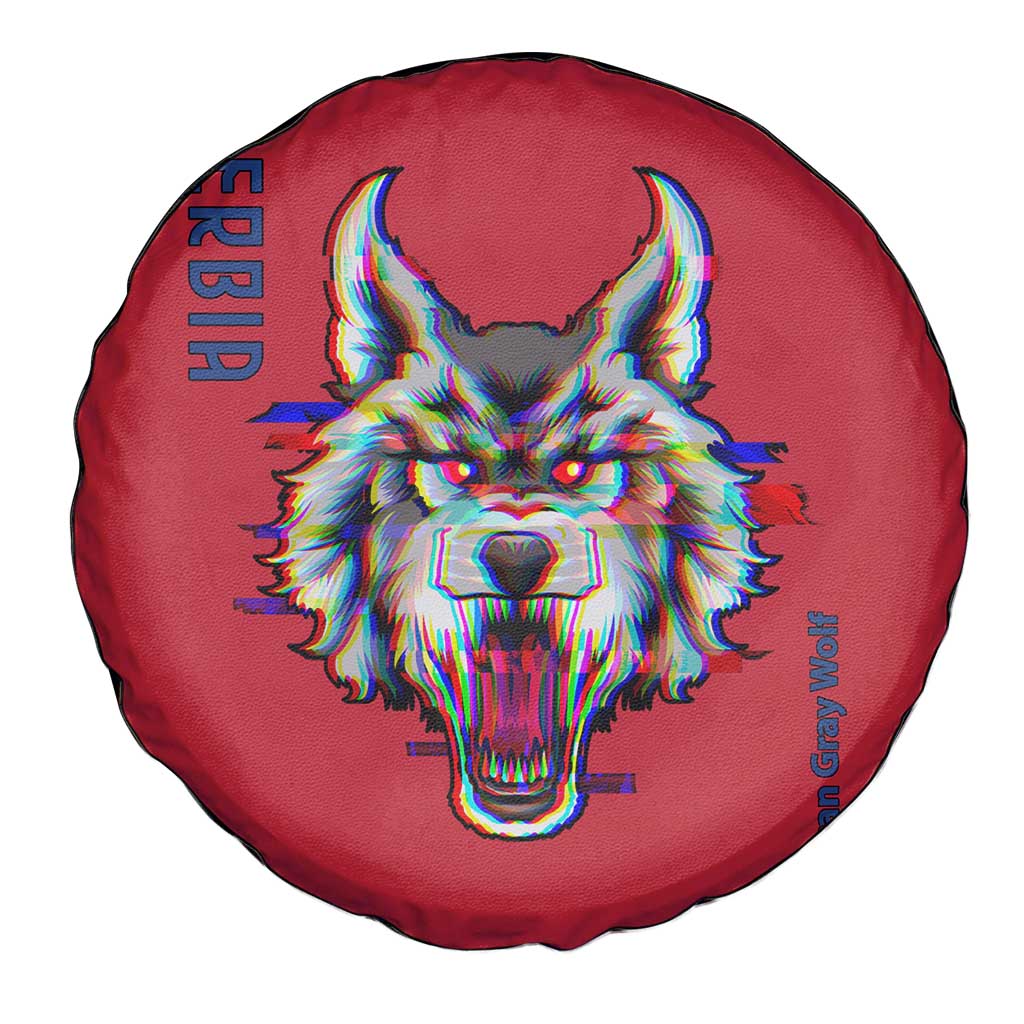 Serbia Spare Tire Cover with Balkan Gray Wolf, Claw Marks, and Flag Sleeve Design