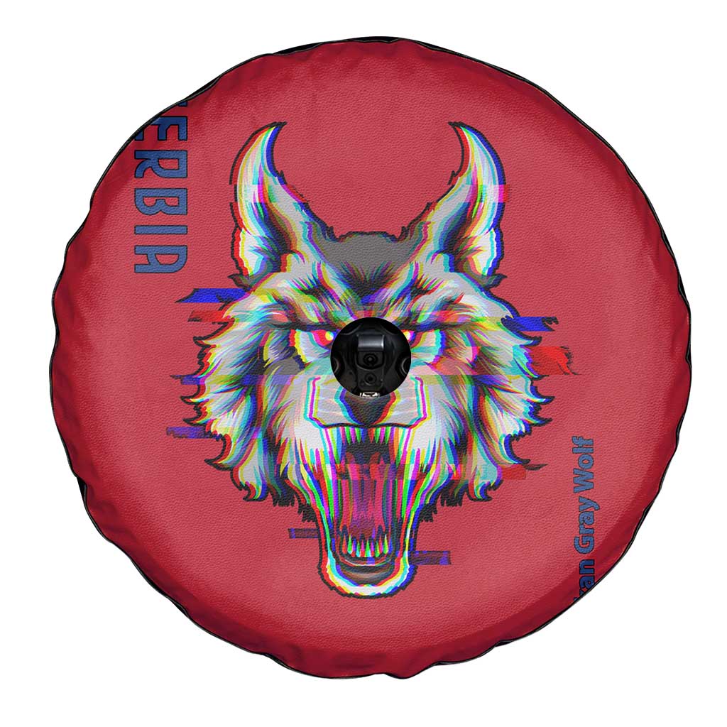 Serbia Spare Tire Cover with Balkan Gray Wolf, Claw Marks, and Flag Sleeve Design