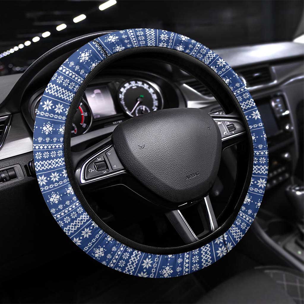 Serbia Steering Wheel Cover with Balkan Gray Wolf, Claw Marks, and Flag Sleeve Design
