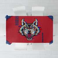 Serbia Tablecloth with Balkan Gray Wolf, Claw Marks, and Flag Sleeve Design