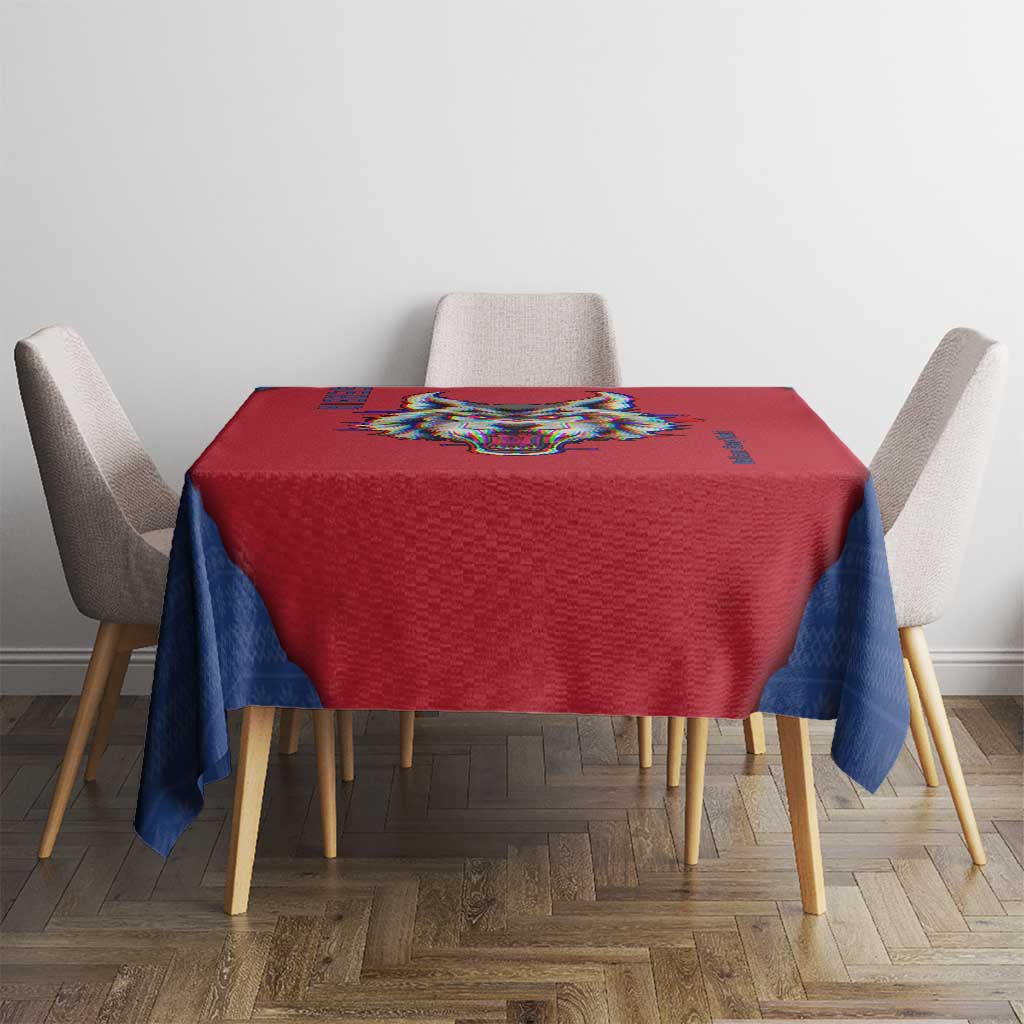 Serbia Tablecloth with Balkan Gray Wolf, Claw Marks, and Flag Sleeve Design