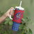 Serbia Tumbler With Handle with Balkan Gray Wolf, Claw Marks, and Flag Sleeve Design