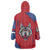 Serbia Wearable Blanket Hoodie with Balkan Gray Wolf, Claw Marks, and Flag Sleeve Design