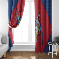 Serbia Window Curtain with Balkan Gray Wolf, Claw Marks, and Flag Sleeve Design