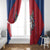 Serbia Window Curtain with Balkan Gray Wolf, Claw Marks, and Flag Sleeve Design