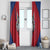 Serbia Window Curtain with Balkan Gray Wolf, Claw Marks, and Flag Sleeve Design