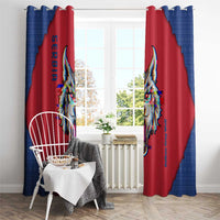 Serbia Window Curtain with Balkan Gray Wolf, Claw Marks, and Flag Sleeve Design
