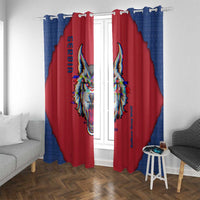 Serbia Window Curtain with Balkan Gray Wolf, Claw Marks, and Flag Sleeve Design