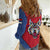 Serbia Women Casual Shirt with Balkan Gray Wolf, Claw Marks, and Flag Sleeve Design