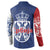 Serbia Flag Button Sweatshirt with Double-Headed Eagle and National Coat of Arms Design