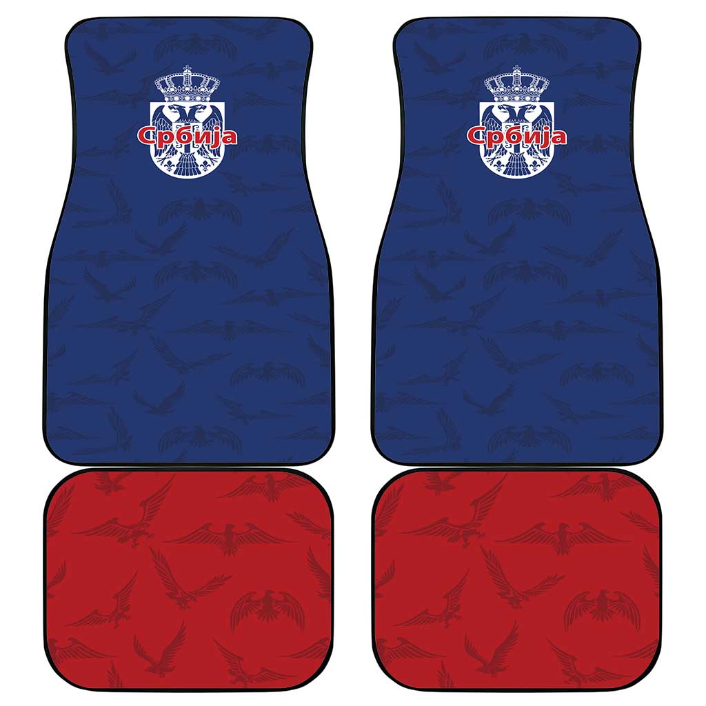 Serbia Flag Car Mats with Double-Headed Eagle and National Coat of Arms Design