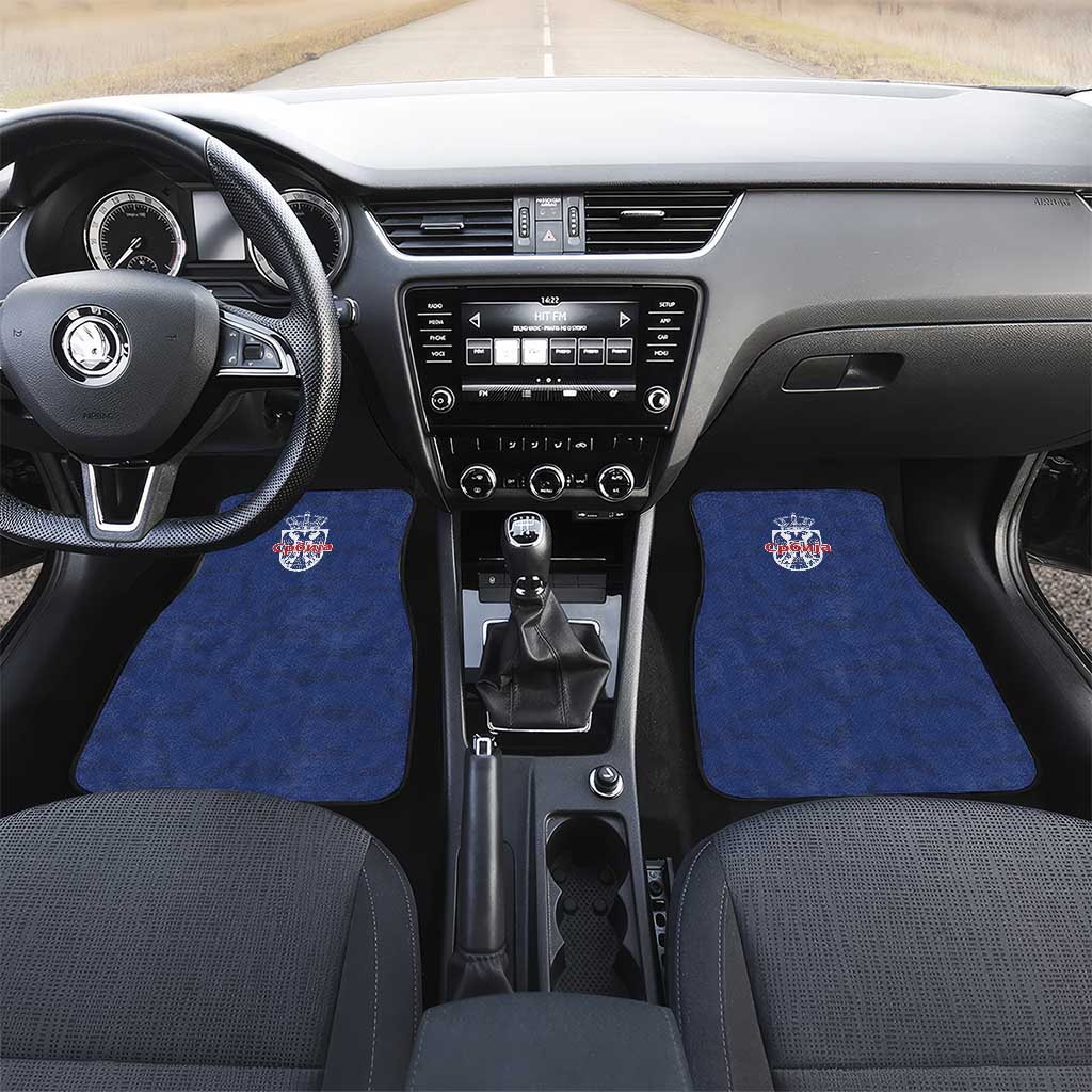 Serbia Flag Car Mats with Double-Headed Eagle and National Coat of Arms Design