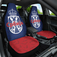 Serbia Flag Car Seat Cover with Double-Headed Eagle and National Coat of Arms Design