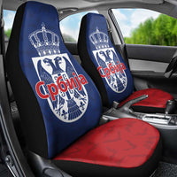 Serbia Flag Car Seat Cover with Double-Headed Eagle and National Coat of Arms Design