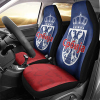 Serbia Flag Car Seat Cover with Double-Headed Eagle and National Coat of Arms Design