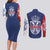 Serbia Flag Couples Matching Long Sleeve Bodycon Dress and Long Sleeve Button Shirt with Double-Headed Eagle and National Coat of Arms Design