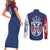 Serbia Flag Couples Matching Short Sleeve Bodycon Dress and Long Sleeve Button Shirt with Double-Headed Eagle and National Coat of Arms Design