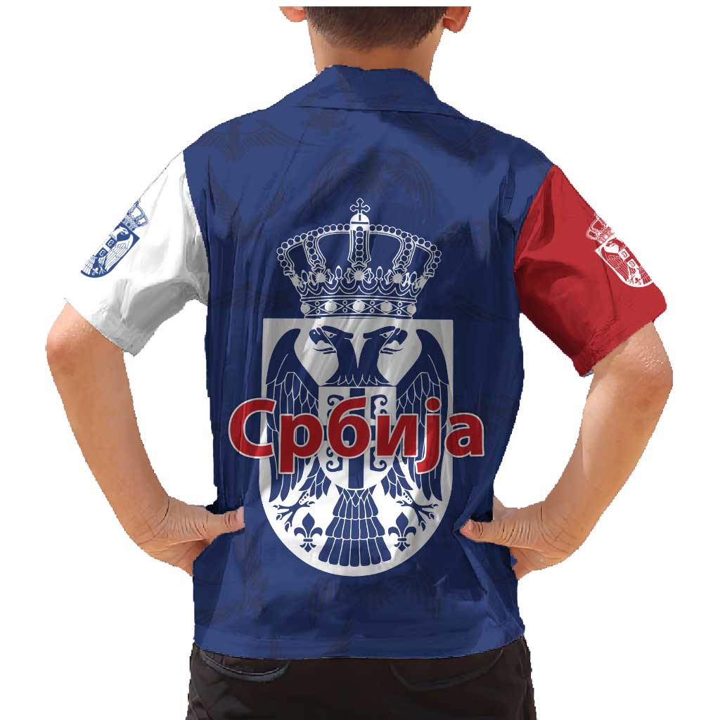 Serbia Flag Family Matching Mermaid Dress and Hawaiian Shirt with Double-Headed Eagle and National Coat of Arms Design