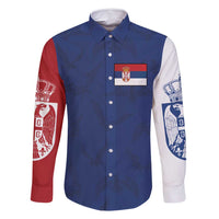 Serbia Flag Family Matching Summer Maxi Dress and Hawaiian Shirt with Double-Headed Eagle and National Coat of Arms Design