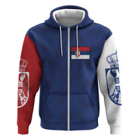 Serbia Flag Hoodie with Double-Headed Eagle and National Coat of Arms Design