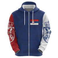 Serbia Flag Hoodie with Double-Headed Eagle and National Coat of Arms Design