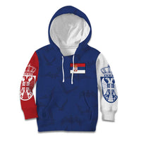Serbia Flag Kid Hoodie with Double-Headed Eagle and National Coat of Arms Design
