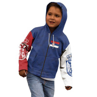 Serbia Flag Kid Hoodie with Double-Headed Eagle and National Coat of Arms Design