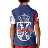 Serbia Flag Kid Polo Shirt with Double-Headed Eagle and National Coat of Arms Design