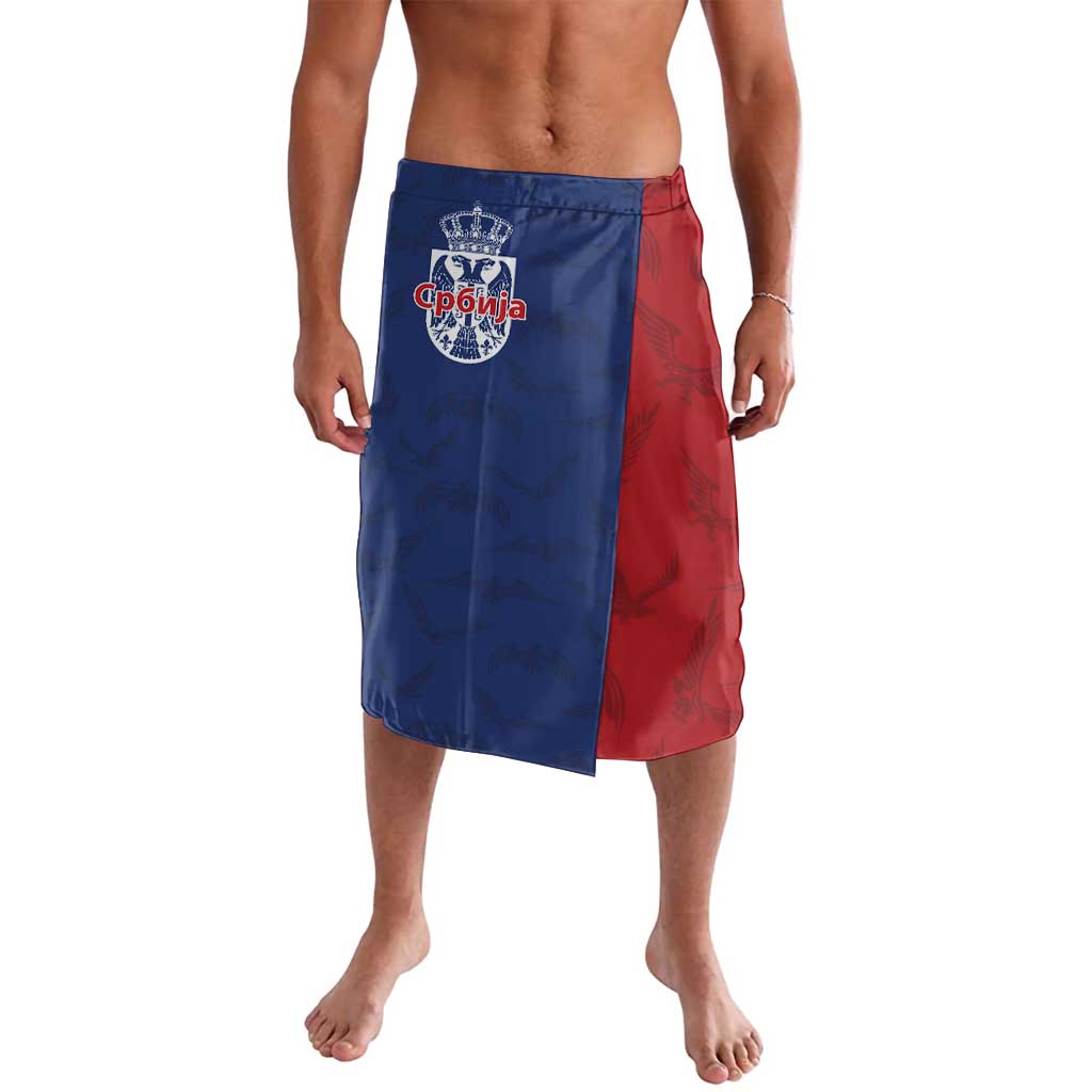 Serbia Flag Lavalava with Double-Headed Eagle and National Coat of Arms Design