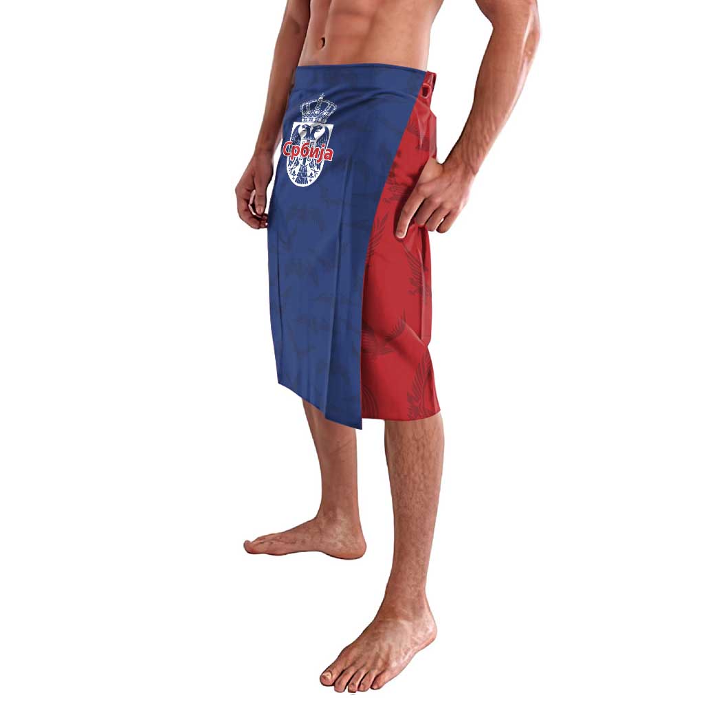 Serbia Flag Lavalava with Double-Headed Eagle and National Coat of Arms Design