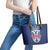 Serbia Flag Leather Tote Bag with Double-Headed Eagle and National Coat of Arms Design