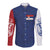 Serbia Flag Long Sleeve Button Shirt with Double-Headed Eagle and National Coat of Arms Design